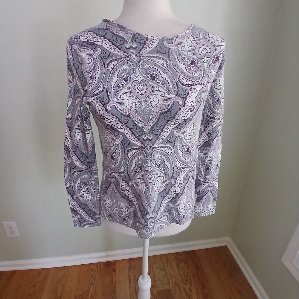 2/$15 Croft & Barrow The Classic Tee Long Sleeve Paisley Shirt